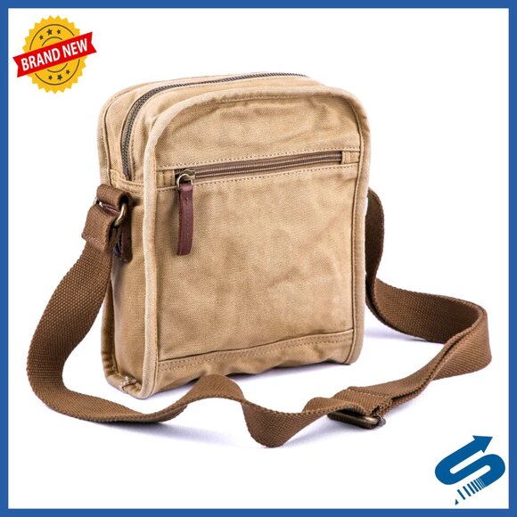 Small Canvas Crossbody Messenger Bag - Lightweight Daypack for Men & Women
